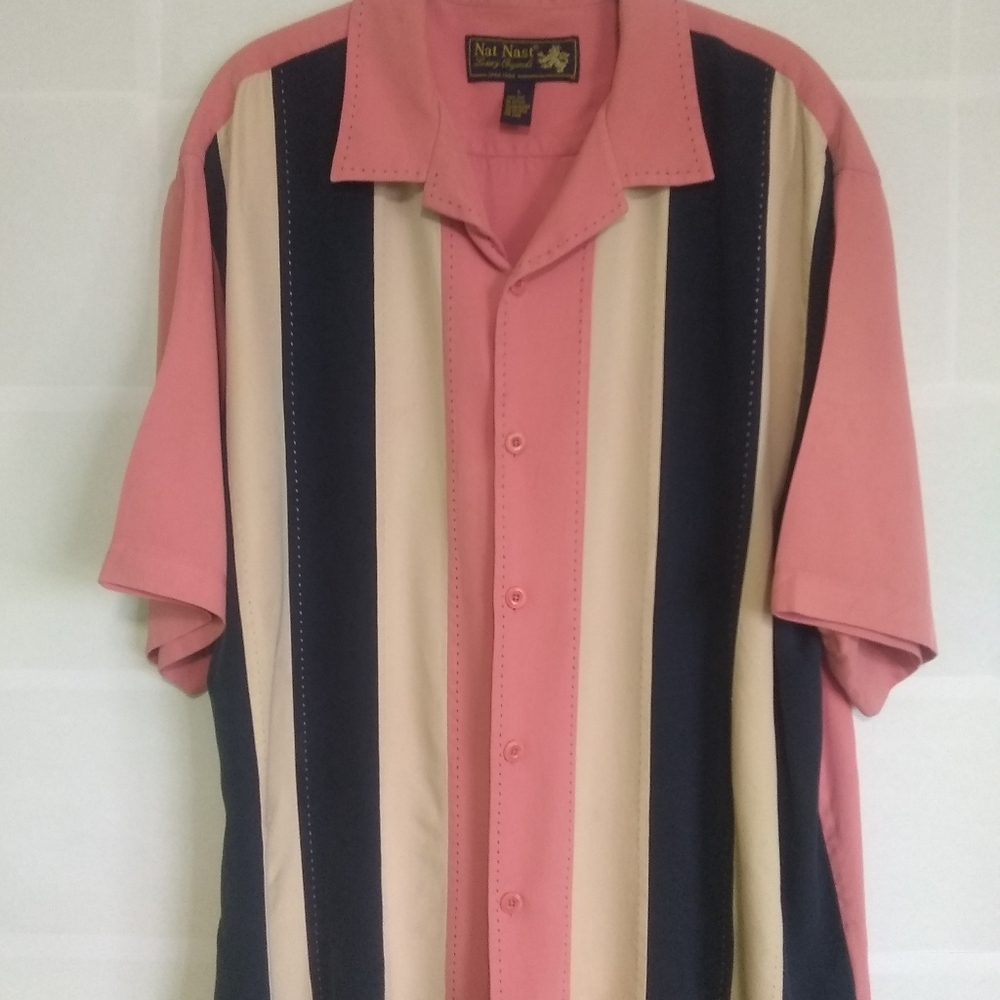 Nat Nast men's large short sleeve shirt, 100% Silk